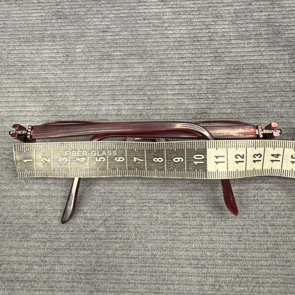Revlon Burgundy Rectangular Eyeglass Frames Crystal Logo Accents Wine Red Metal